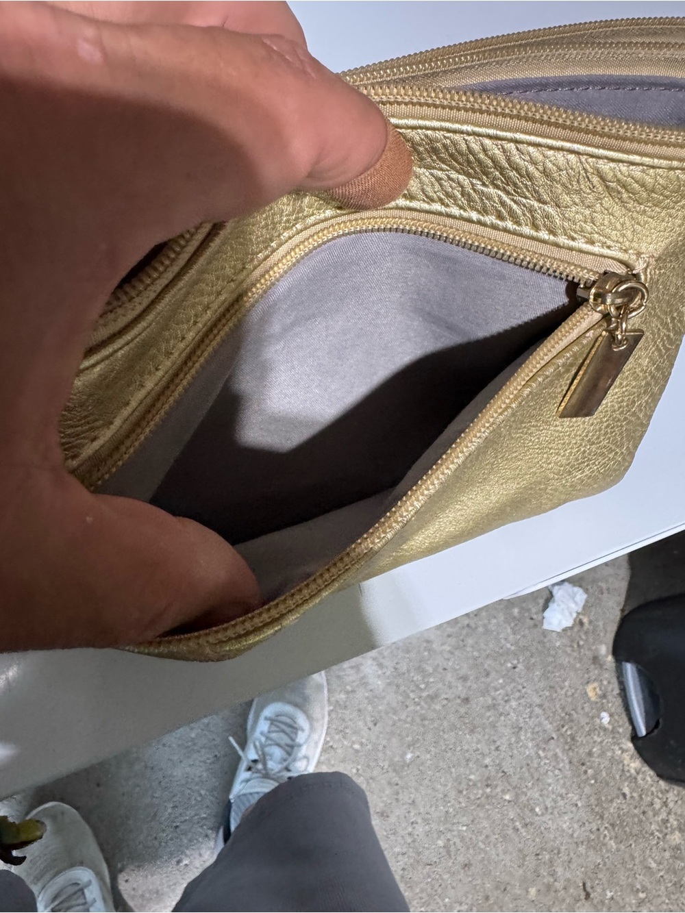 Michael Kors Metallic Gold Leather Crossbody Wristlet - Picture 13 of 16